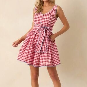 NWT Prosperina red gingham dress with blue ric-rac trim 🤍❤️💙